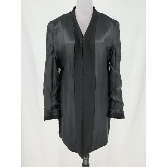 St Michael Marks & Spencer Jacket Womens 12 Wool Black Long Blazer Lined Career - Picture 12 of 15